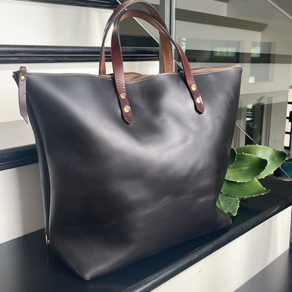 New black and brown leather messenger satchel tote handbag purse laptop custom - Picture 3 of 8